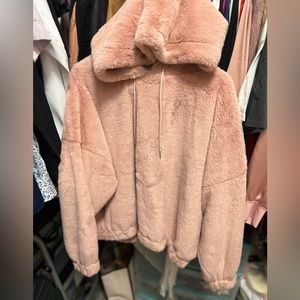 Express fuzzy fur hoodie